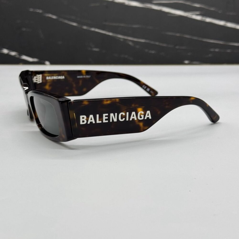 NEW BB0260S 002 BALENCIAGA DARK HAVANA/GREEN UNISEX  BALENCIAGA SUNGLASSES - Picture 5 of 11